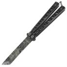 Good Old Days Heavy Balisong Dark Metal Butterfly Knife Damascus Tanto