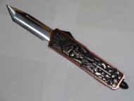 Grim Reaper Bronze Pewter Out The Front Automatic Knife Tanto