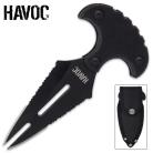 Havoc Pincer Black Palm Push Dagger Double Serrated