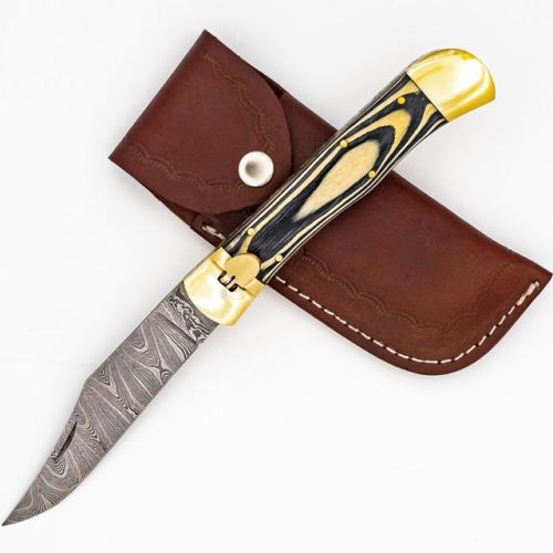 Hive Mind Automatic Large LG Damascus XL Lever Lock Clip Point Switchblade Knife