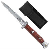 8.75" Italian Stiletto Automatic Knife Wood Handle