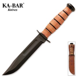 KA-BAR Navy Black Blade Wood Handle Survivalist Knife