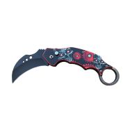 Karambit Automatic Knife Red Machine Skulls Side Opening Switchblade