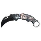 Karambit Side Opening Automatic Knife Top Hat Skull
