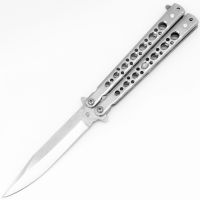 Kings Heavy Silver Butterfly Knife Satin Drop Point