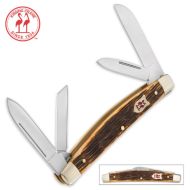 Kissing Crane Congress Folding Knife Amber Bone