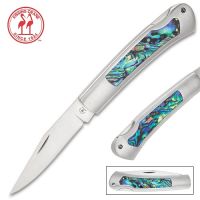 Kissing Crane Genuine Abalone Folding Knife