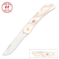 Kissing Crane Pearl Pocket Farmer Folding Knife