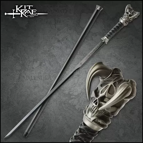 Kit Rae Black Vorthelok Elegantly Forged Sword Cane