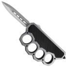 Knuckle OTF Trench Knife Silver D/A Automatic Carbon Fiber Dagger