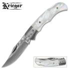 Kriegar Pearl Damascus Steel Folding Pocket Knife