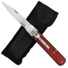 Last Kiss Automatic Stainless Steel Lever Lock Switchblade Knife Red Wood