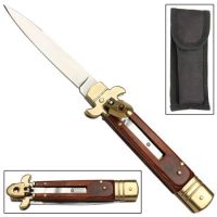 Leverlock Stiletto Old Oak Automatic Knife