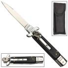 Leverlock Stiletto Satin Silver Switchblade Knife