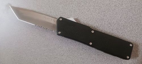 Lightning Black D/A OTF Automatic Knife Tanto Serrated