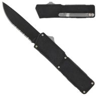 Lightning Supreme Black D/A OTF Automatic Knife Drop Point Black Serrated