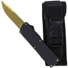 Lightning Elite Black D/A OTF Automatic Knife Etched Gold Drop Point