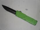 Lightning Green D/A OTF Automatic Knife Black Drop Point Serrated