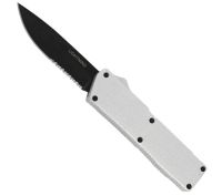 Lightning Model 3 Silver D/A OTF Automatic Knife Black Drop Point Serrated