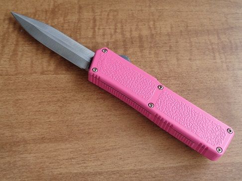 Lightning Pink D/A OTF Automatic Knife Satin Dagger