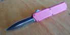 Lightning Pink D/A OTF Automatic Knife Two Tone Dagger Serrated