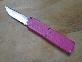 Lightning Pink D/A OTF Automatic Knife Satin Serrated