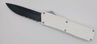 Lightning Supreme White D/A OTF Automatic Knife Drop Point Black Serrated