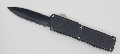 Lightning Supreme Black D/A OTF Automatic Knife Dagger Point Black Serrated