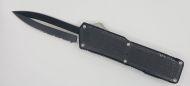 Lightning Supreme Black D/A OTF Automatic Knife Black Dagger Point Two Tone Serrated