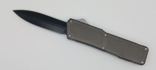 Lightning Supreme Gray D/A OTF Automatic Knife Dagger Point Black Plain