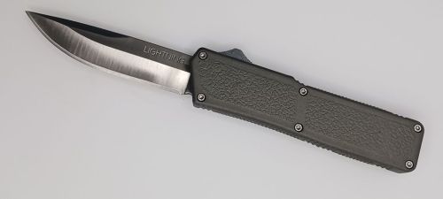 Lightning Supreme Gray D/A OTF Automatic Knife Drop Point Satin Plain