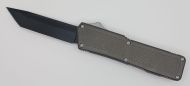 Lightning Supreme Gray D/A OTF Automatic Knife Tanto Point Black Plain