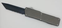Lightning Supreme Gray D/A OTF Automatic Knife Tanto Point Black Serrated