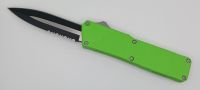 Lightning Supreme Slime Green D/A OTF Automatic Knife Dagger Point Two Tone Serrated