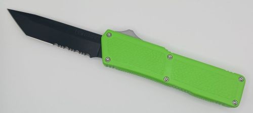 Lightning Supreme Green D/A OTF Automatic Knife Tanto Point Black Serrated