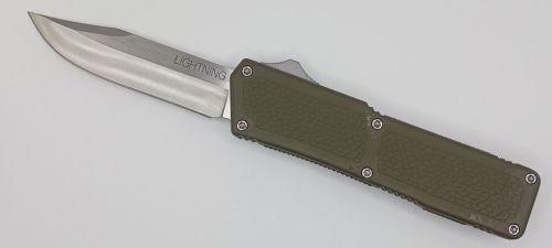 Lightning Supreme OD Green D/A OTF Automatic Knife Clip Point Satin Plain