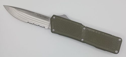 Lightning Supreme OD Green D/A OTF Automatic Knife Drop Point Satin Serrated