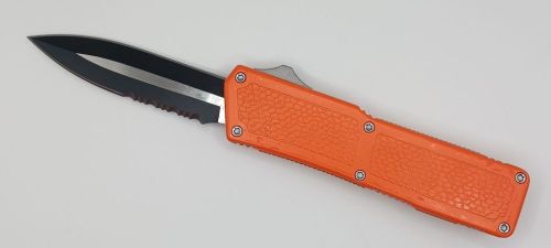 Lightning Supreme Orange D/A OTF Automatic Knife Dagger Point Two Tone Serrated