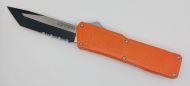 Lightning Supreme Orange D/A OTF Automatic Knife Tanto Point Two Tone Serrated