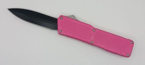 Lightning Supreme Pink D/A OTF Automatic Knife Dagger Point Black Plain