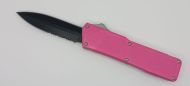 Lightning Supreme Pink D/A OTF Automatic Knife Dagger Point Black Serrated
