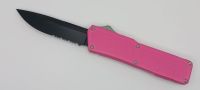 Lightning Supreme Pink D/A OTF Automatic Knife Drop Point Black Serrated
