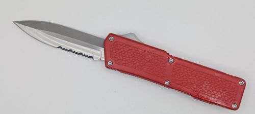 Lightning Supreme Red D/A OTF Automatic Knife Dagger Point Satin Serrated
