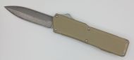 Lightning Supreme Tan D/A OTF Automatic Knife Dagger Point Damascus Plain