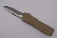 Lightning Supreme Tan D/A OTF Automatic Knife Dagger Point Satin Serrated