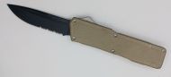 Lightning Supreme Tan D/A OTF Automatic Knife Drop Point Black Serrated