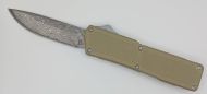 Lightning Supreme Tan D/A OTF Automatic Knife Drop Point Damascus Plain