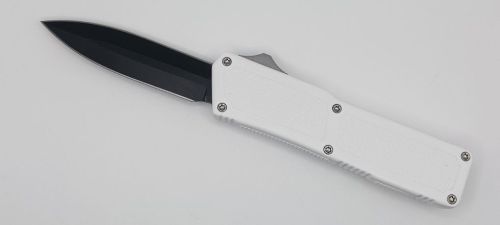 Lightning Supreme White D/A OTF Automatic Knife Dagger Point Black Plain