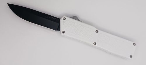 Lightning Supreme White D/A OTF Automatic Knife Drop Point Black Plain