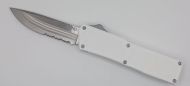 Lightning Supreme White D/A OTF Automatic Knife Drop Point Satin Serrated